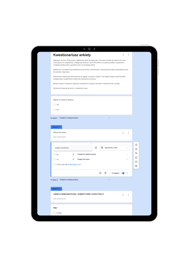 Tworzenie ankiety w Google Forms, pisaniepracydyplomowej.pl