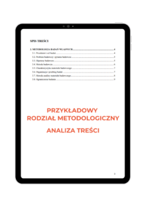 Przykładowy rozdział metodologiczny dla analizy treści w pracy licencjackiej i magisterskiej, pomoc w pisaniu pracy