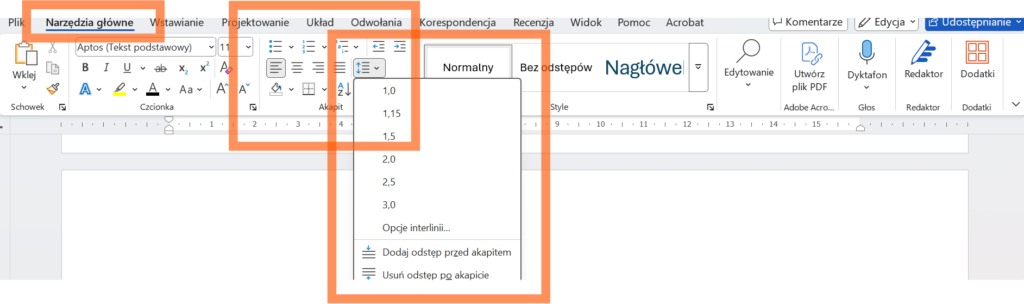 ustawienie interlinii w WORD, pomoc w pisaniu pracy