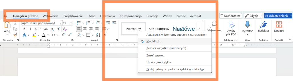 modyfikacja stylów w WORD, jak zrobić podział strony? Pomoc w pisaniu pracy